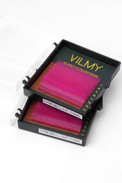 Вії Vilmy Klipky малинові вигин L мікс (8 стрічок) 22598 фото