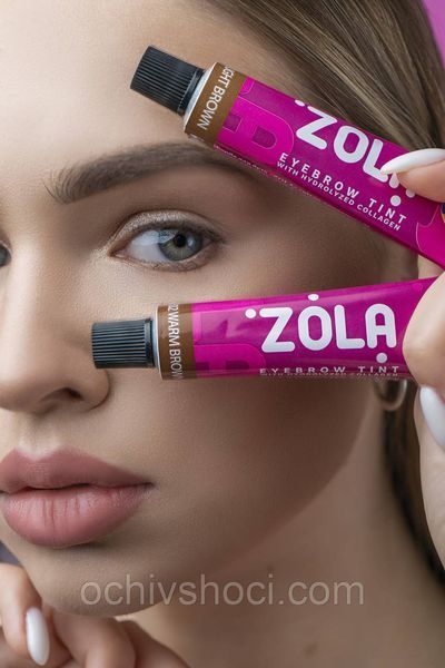 ZOLA Фарба для брів з колагеном EYEBROW TINT WITH COLLAGEN 02 WARM BROWN 15мл., фарба Зола 2538537559 фото